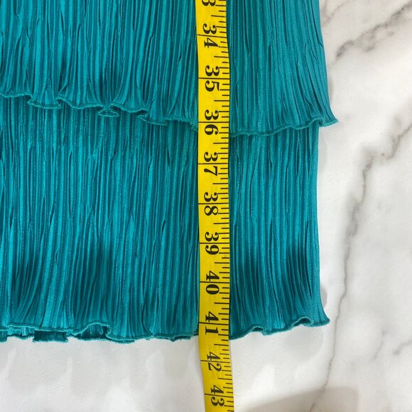 Vintage Patra Plisse Dress Womens 10 Tiered Layer Pleated Loose Ruffle Green - Picture 13 of 14